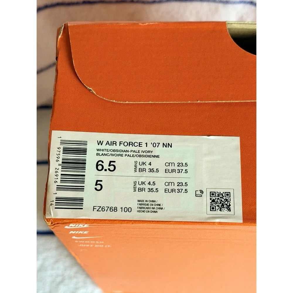 Nike Air Force 1 '07 NN Shoes White Obsidian Pale Ivory FZ6868 100 Sz 6.5W  NIB